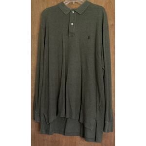Polo Ralph Lauren Shirt Men's 2XB Long Sleeve Vintage Green Cotton Small Pony